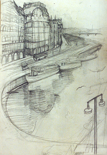 Blyertsteckning, sketch