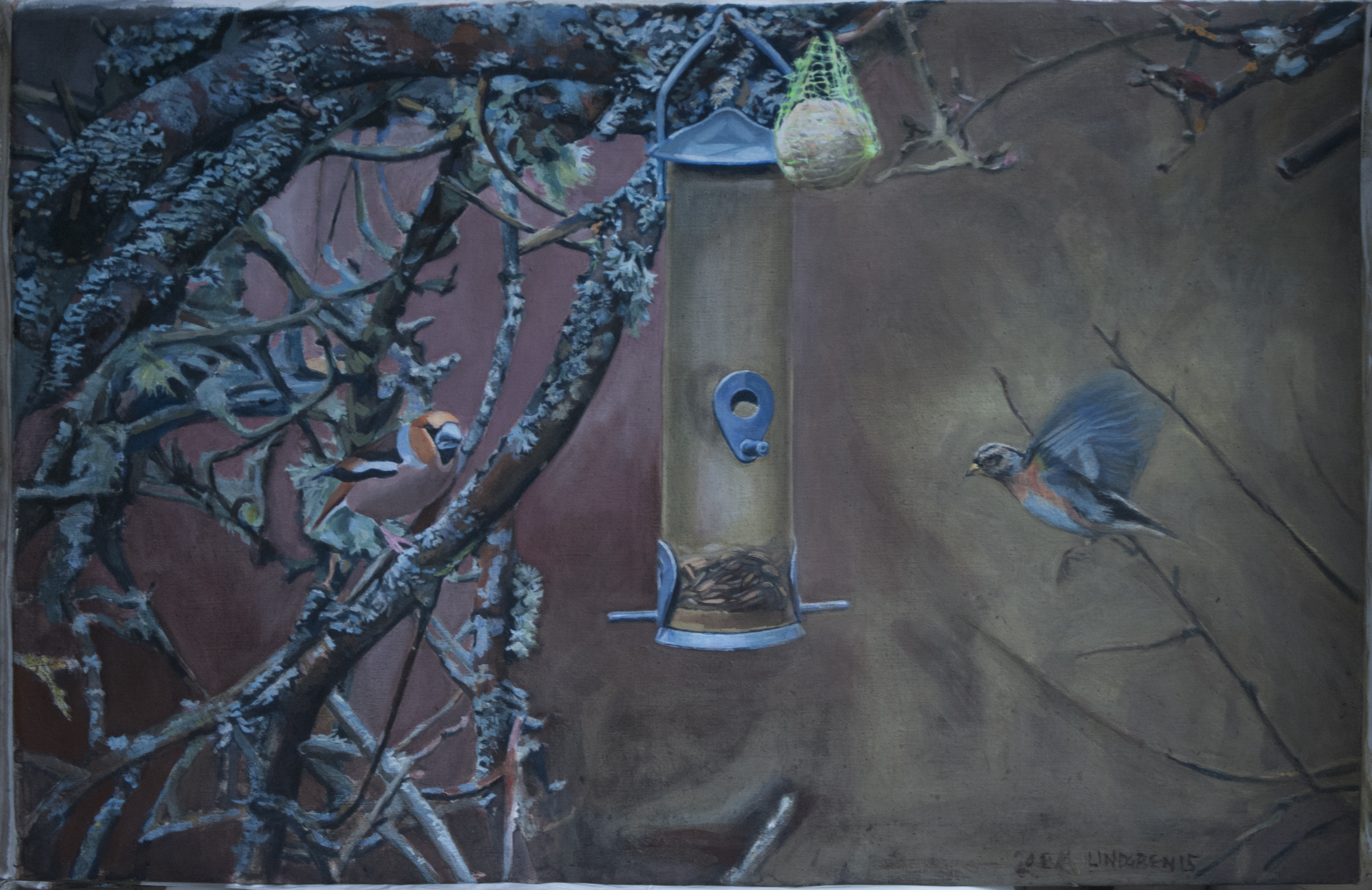 Celebert besök, äggoljetempera på duk, 82 x 56 cm